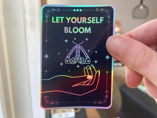 "Let yourself bloom" tarot holographic sticker - Neurodiversetea