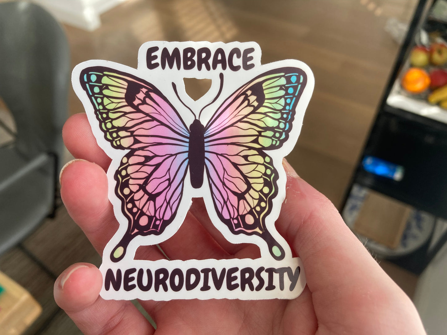 "Embrace neurodiversity" butterfly sticker