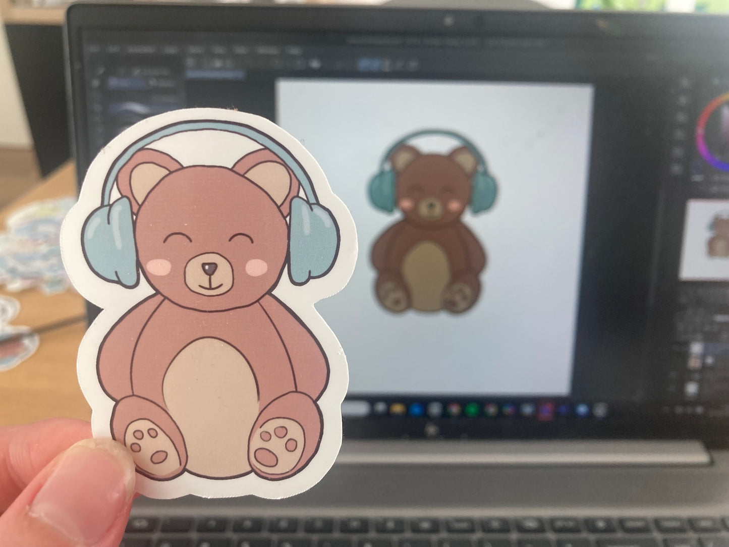 Bear with headphones sticker