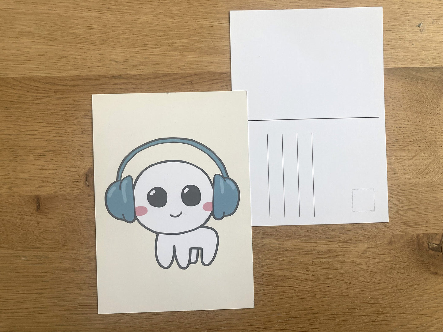 Postcard/ mini-art print animals with headphones