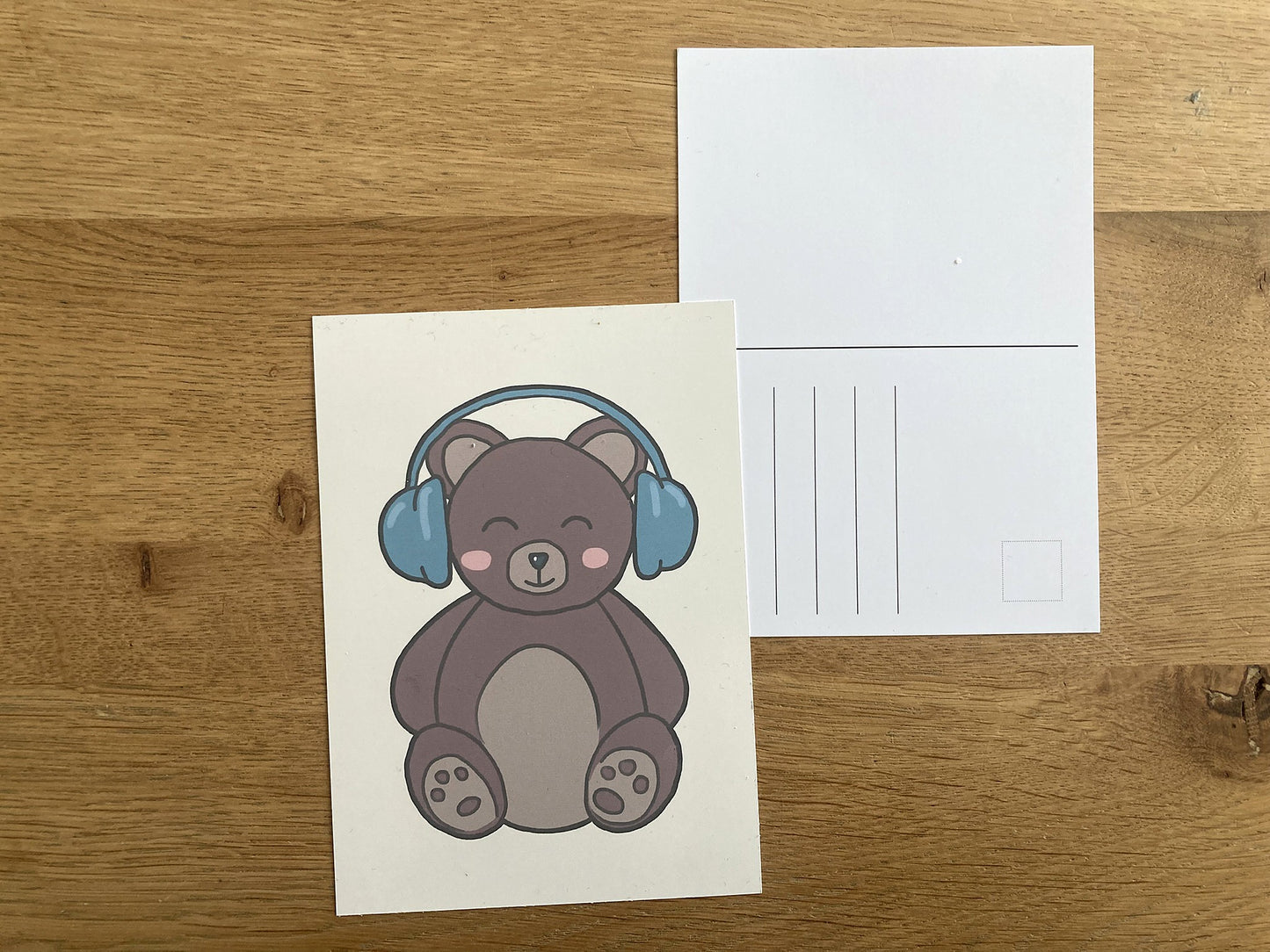 Postcard/ mini-art print animals with headphones