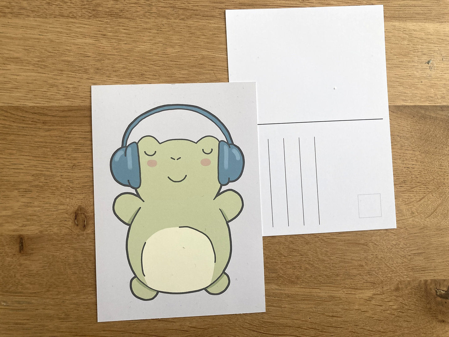 Postcard/ mini-art print animals with headphones