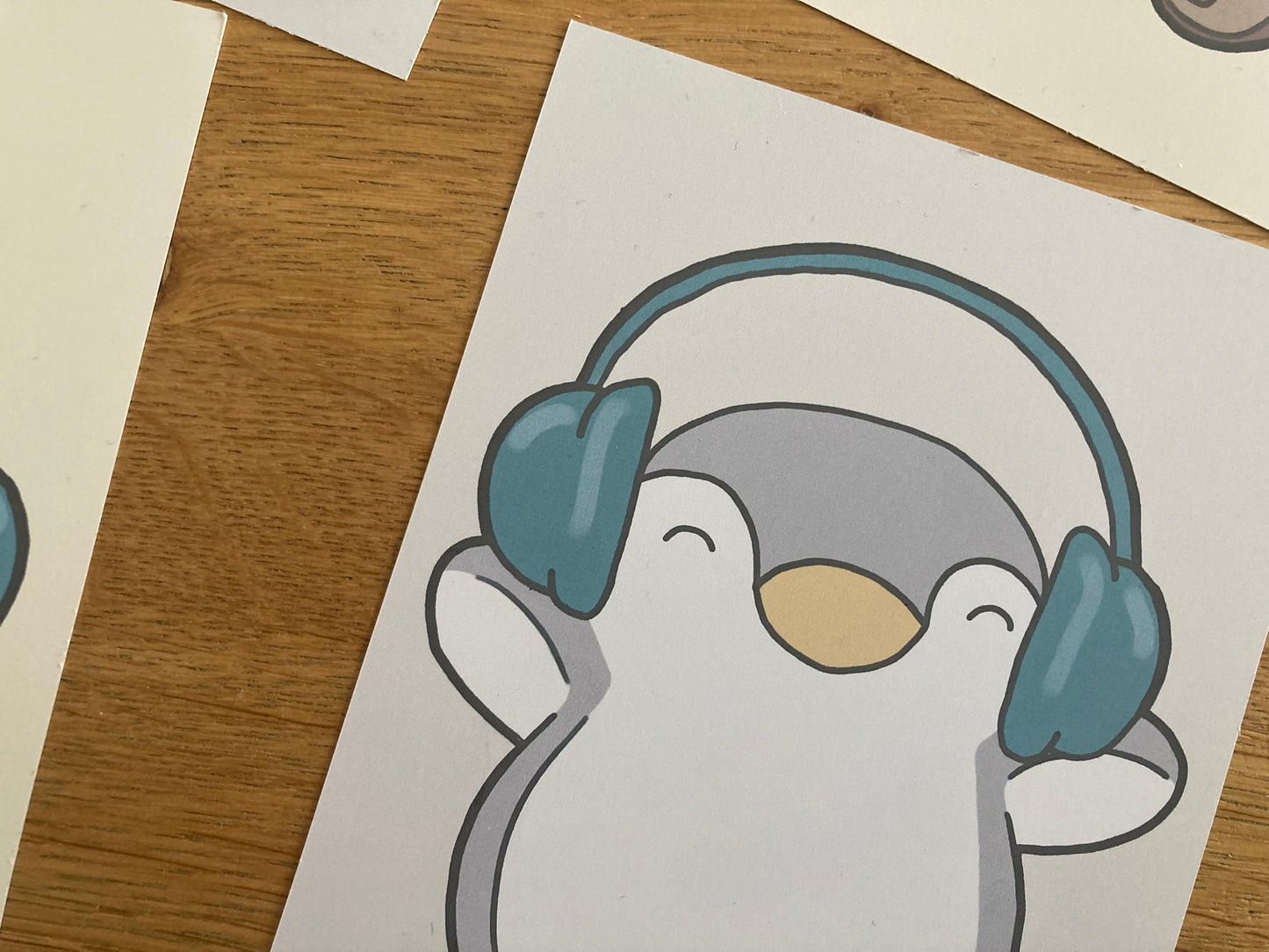 Postcard/ mini-art print animals with headphones