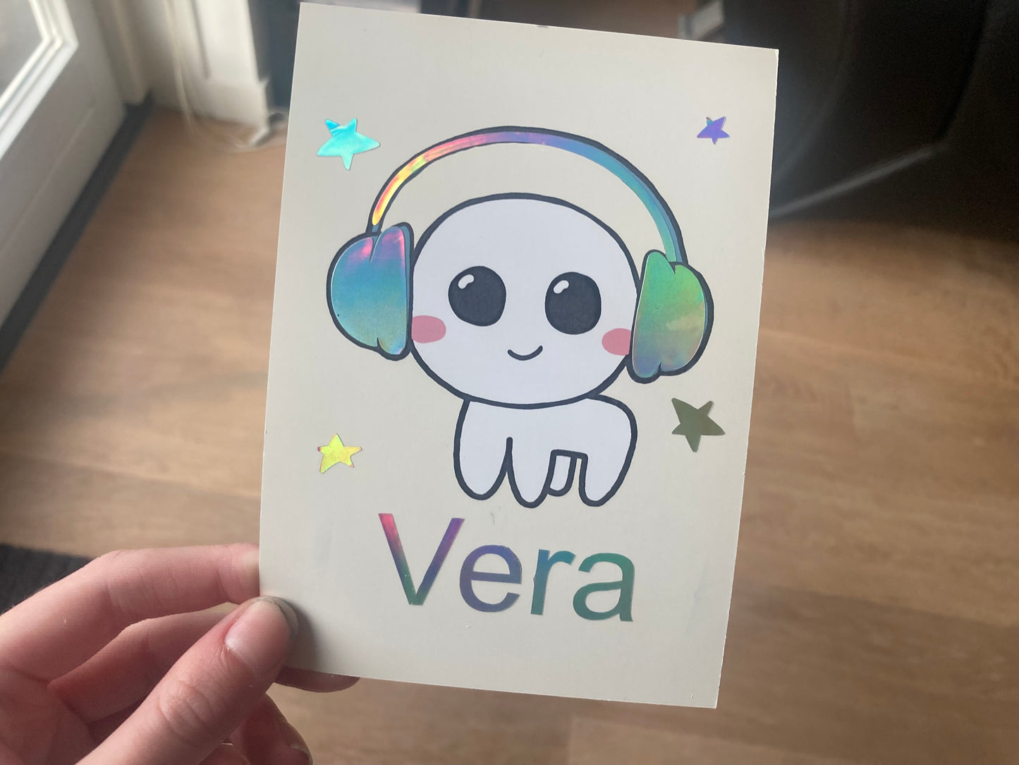 Personalised postcard/ mini-art print animals with headphones
