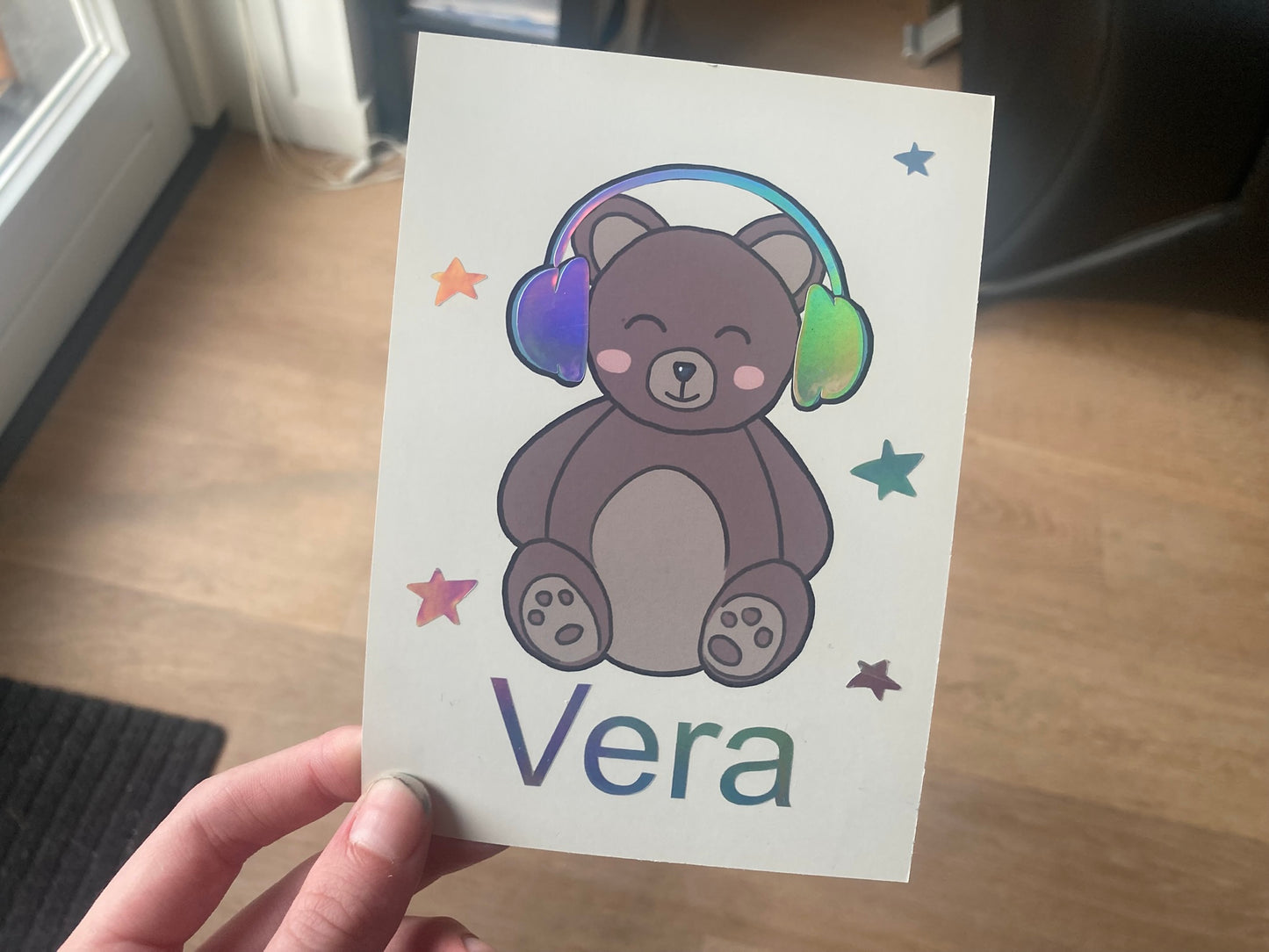 Personalised postcard/ mini-art print animals with headphones