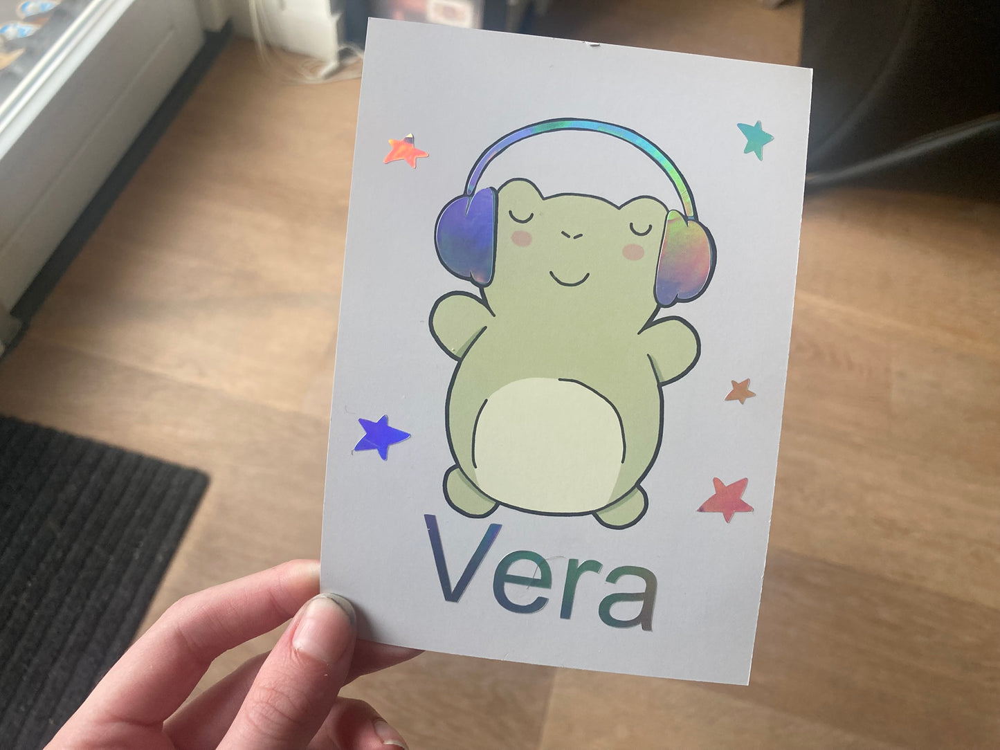 Personalised postcard/ mini-art print animals with headphones