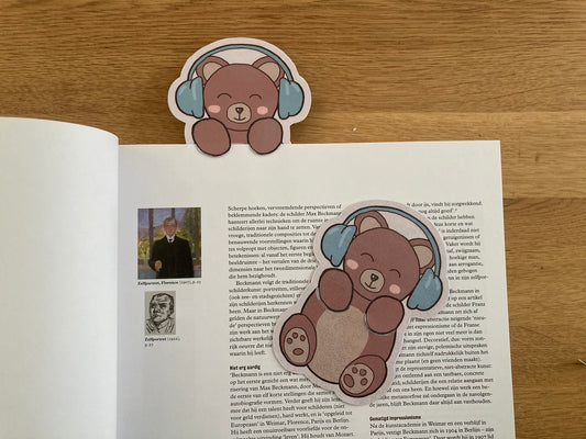Bear with headphones bookmark