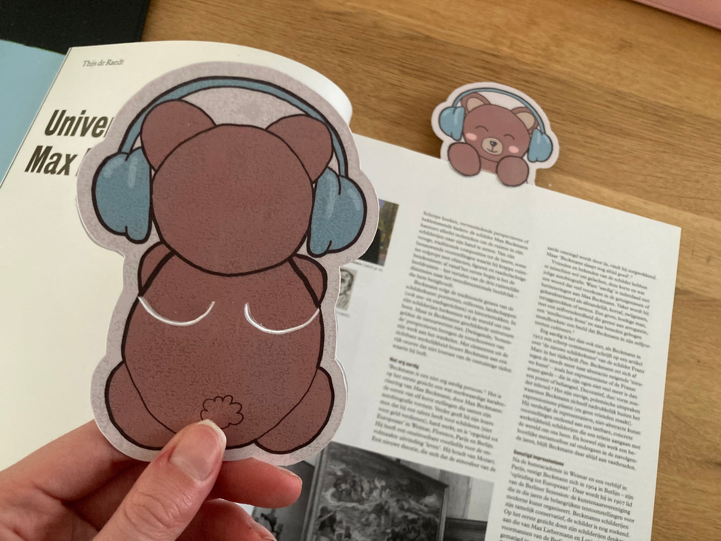Bear with headphones bookmark