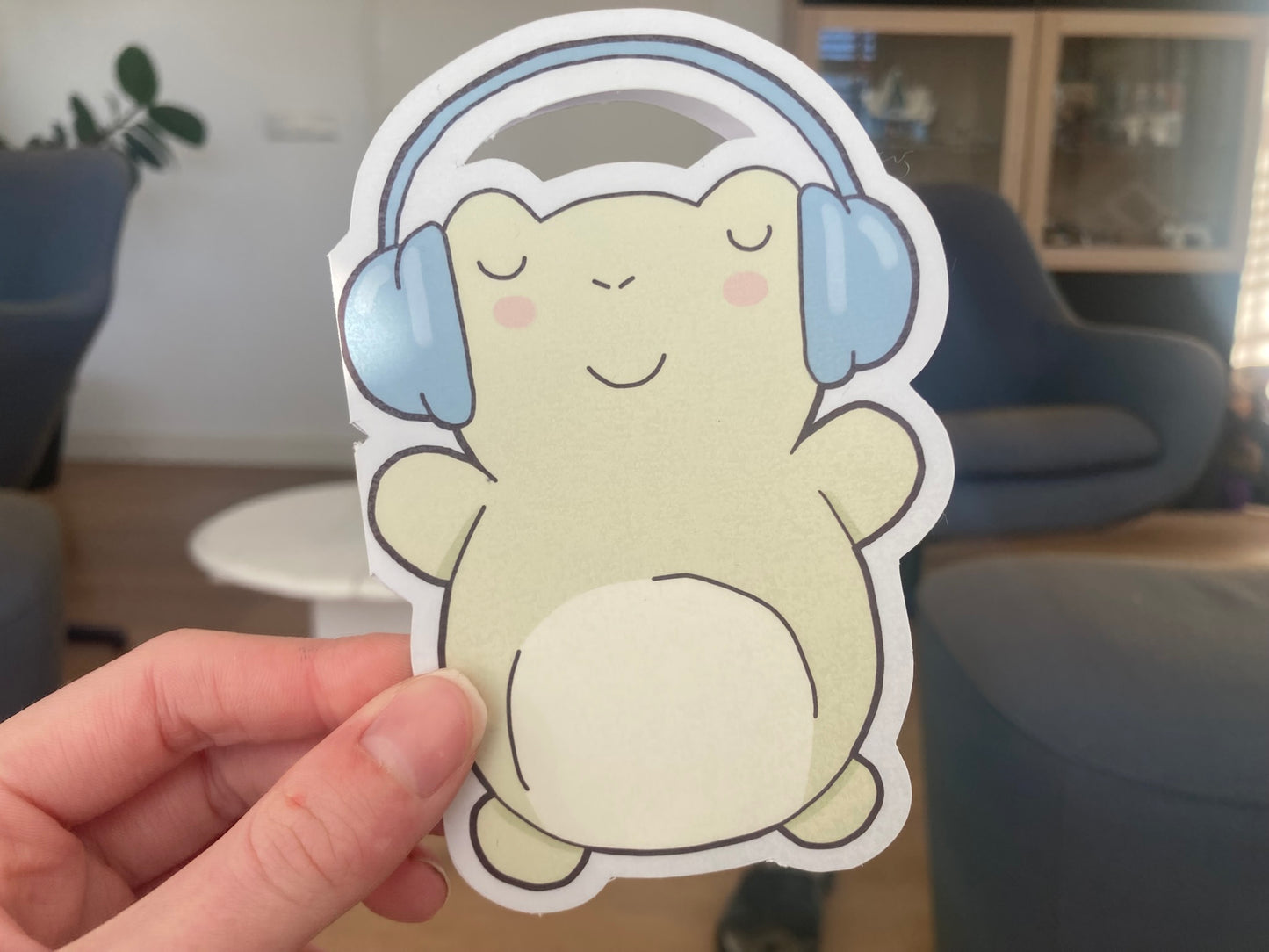 Postcard animals with headphones