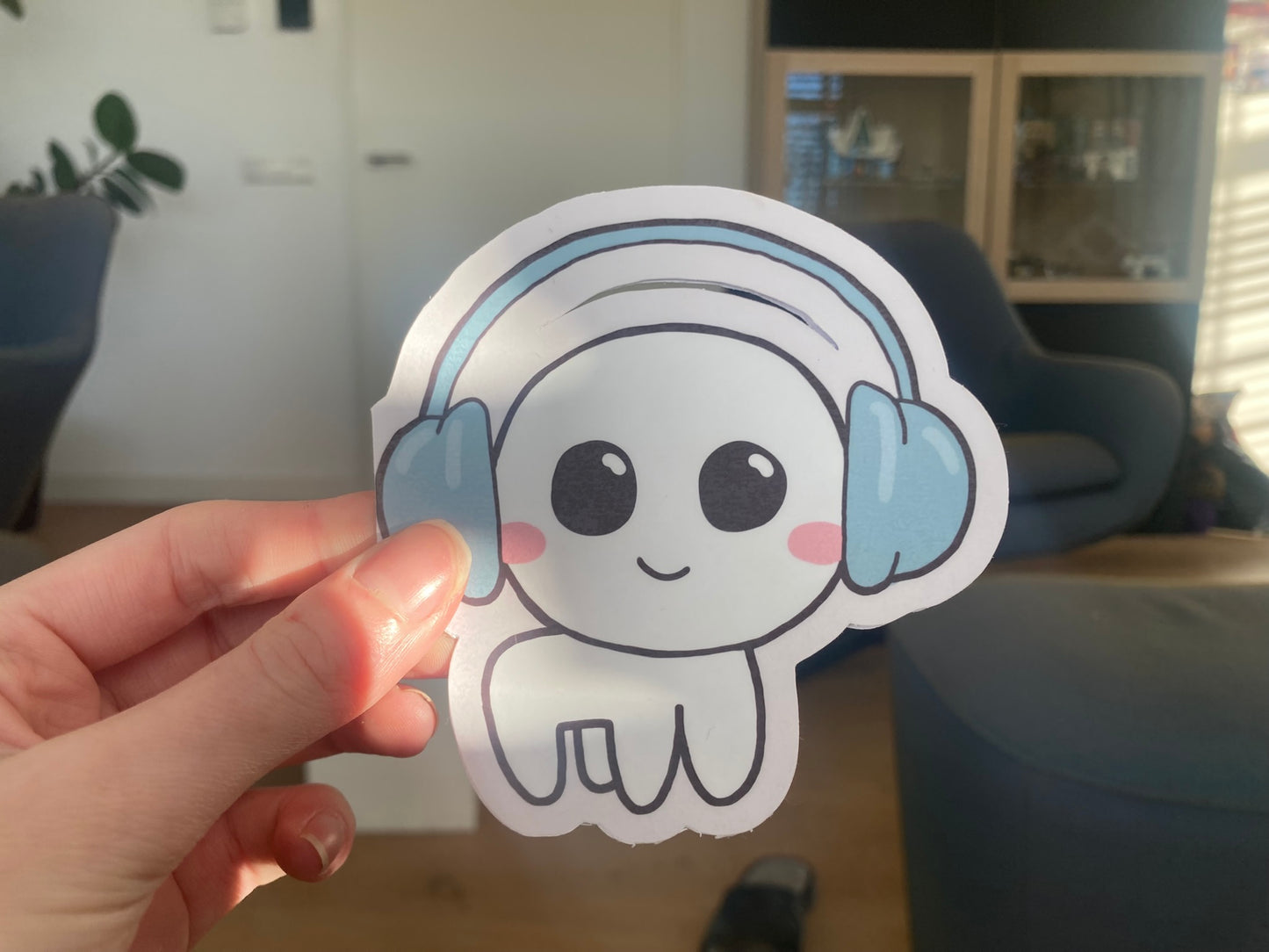 Postcard animals with headphones
