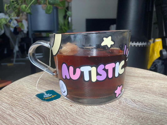 Coloured autism glass mug - Neurodiversetea