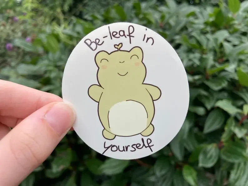 Cute frog stickerset "Beleaf in yourself" - Neurodiversetea