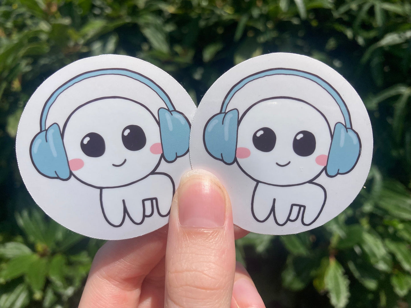 Headphone sticker set: autism creature with headphones. Hanmade headphones sticker made by NeurodiverseTea